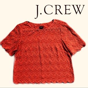 J.Crew Women’s Top Lace Embroidery Orange Short